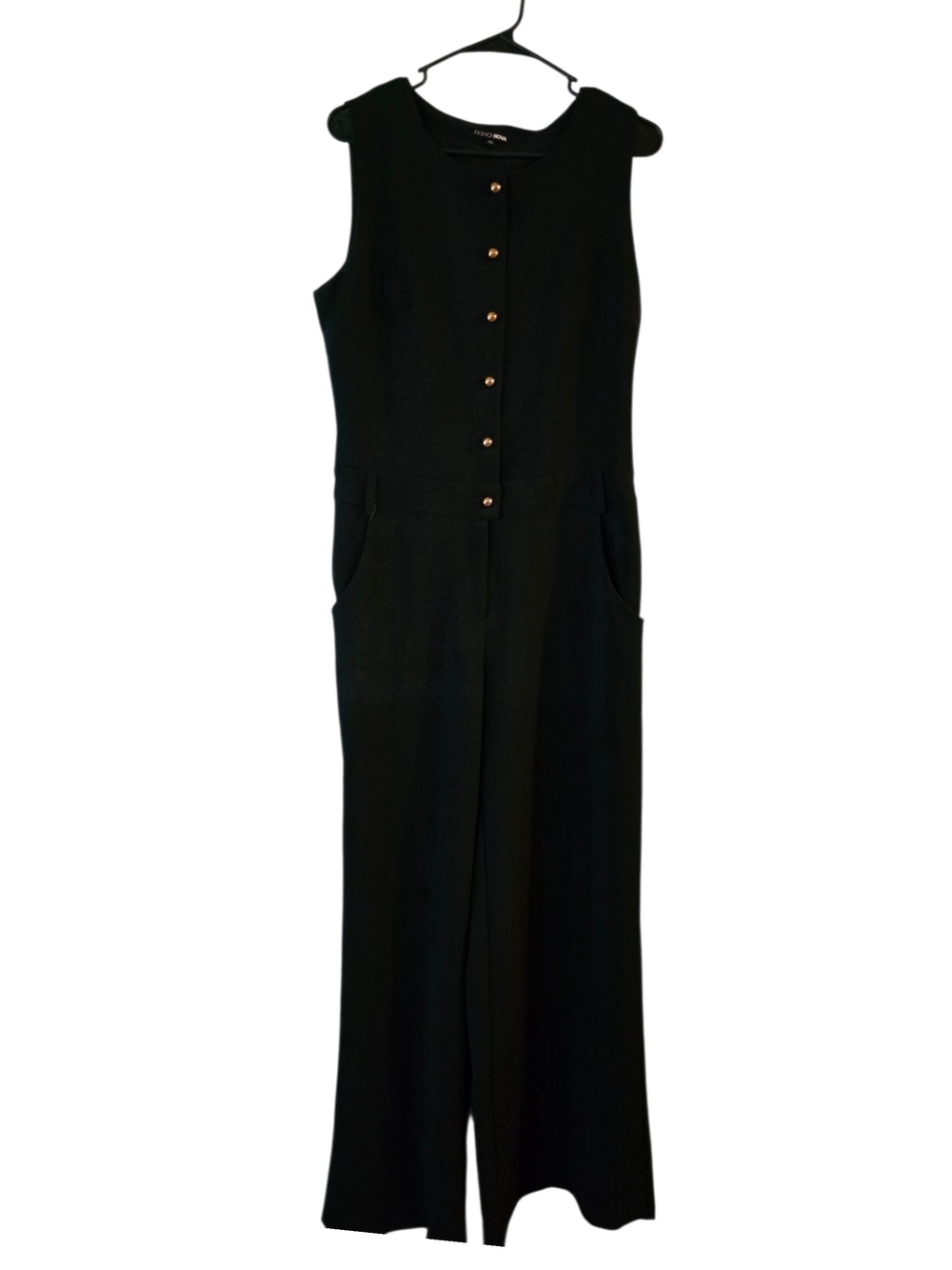 Fashion Nova Black Sleeveless Wide-Leg Jumpsuit